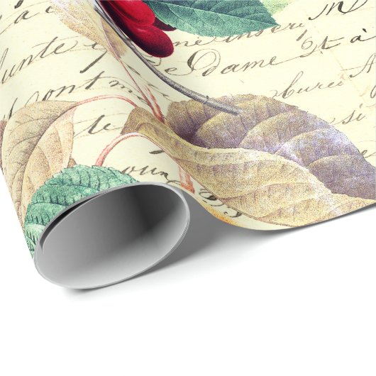 Grunge Botanische  Fruit met Script Cadeaupapier (Rol Hoek)