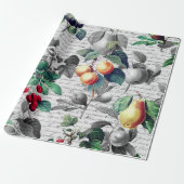 Grunge Botanische  Fruit met Script Cadeaupapier (Uitgerold)
