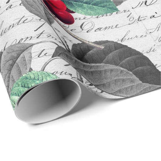 Grunge Botanische  Fruit met Script Cadeaupapier (Rol Hoek)