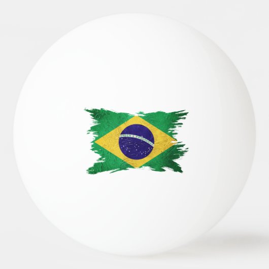 Grunge Brasil vlag, penseelstreek, Braziliaanse vl Pingpongbal (Voorkant)