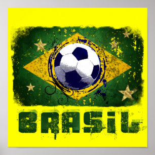 Grunge brazilil world cup soccer flag 2014 sports poster