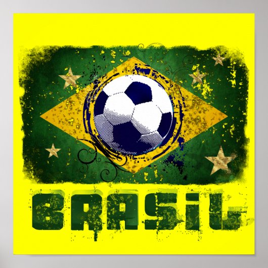 Grunge brazilil world cup soccer flag 2014 sports poster (Voorkant)