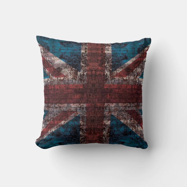 Grunge brick Union Jack toss kussen (Voorkant)