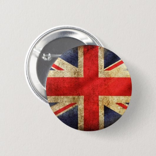 Grunge British Flag Button gecentreerd (Voorkant /achterkant)