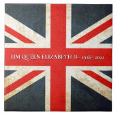 Grunge Britse Union Jack QE2 herdenkingsTegel Tegeltje (Voorkant)
