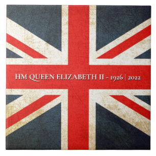 Grunge Britse Union Jack QE2 herdenkingsTegel Tegeltje