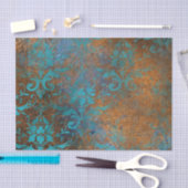 Grunge Brown Blue Floral Decorative Pattern Tissuepapier (Craft)