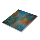 Grunge Bruin Blauw Bloemendecoratie Luxe Patroon Tegeltje (Zijkant)