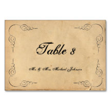 Grunge Bruin Papieren Gast Tafel Nummers