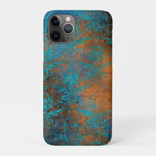 Grunge Bruine Blauwe Bloemrijke Luxe Patroon Case-Mate iPhone Case