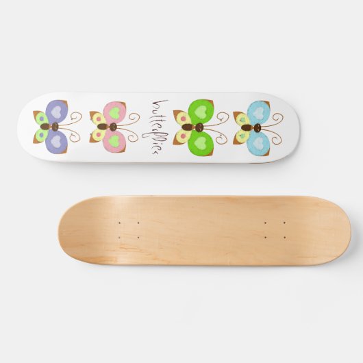 Grunge Butterflies Skateboard (Horizontaal)