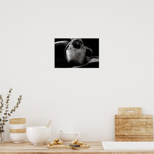 Grunge BW-pointe (ballet) schoenen Poster (Keuken)