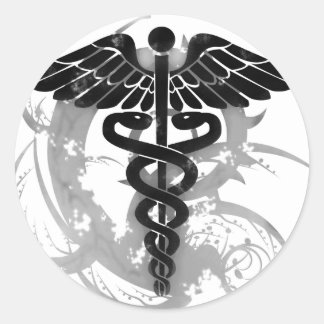 Grunge caduceus ronde sticker