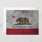 Grunge California Flag Briefkaart (Voorkant / Achterkant)