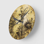 Grunge California Palm Trees Round Wall Clock Ronde Klok (Hoek)