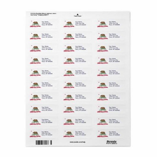 Grunge California State Flag Etiket (Full Sheet)