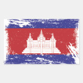 Grunge Cambodia Flag Rechthoekige Sticker (Voorkant)