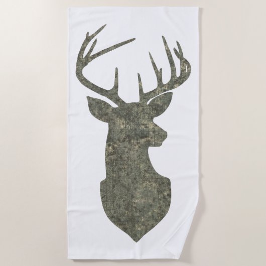 Grunge Camo Deer Silhouette Strandlaken (Voorkant)
