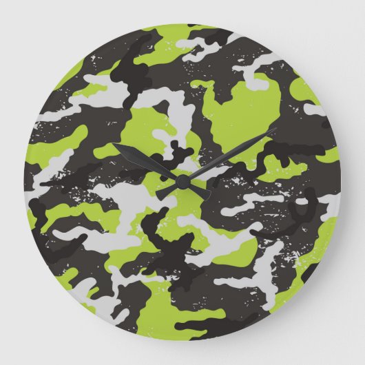 Grunge Camouflage  achtergrond Grote Klok (Voorkant)