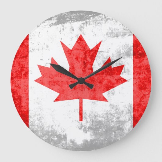 Grunge Canada Flag 2 Grote Klok (Voorkant)