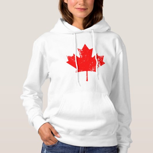 Grunge Canada Flag Maple - Red Distorted Hoodie (Voorkant)