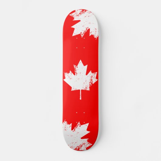 Grunge Canada Flag Maple - White Distorted Persoonlijk Skateboard (Voorkant)