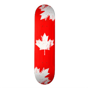 Grunge Canada Flag Maple - White Distorted Persoonlijk Skateboard