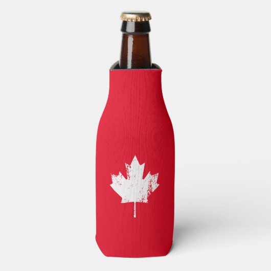 Grunge Canada Vlag Esdoorn - Wit Verdrietig Flesjeskoeler (Fles Voorkant)