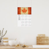 Grunge Canada Vlag Kalender 2017 Poster (Keuken)