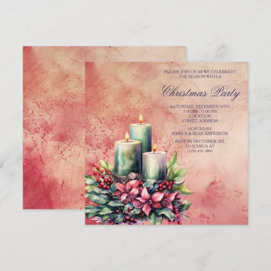  Grunge Candlelight Krans Kerstmis Kaart (Voorkant / Achterkant)