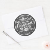 Grunge Chalkboard Merry Christmas Retro Typografie Ronde Sticker (Envelop)