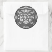 Grunge Chalkboard Merry Christmas Retro Typografie Ronde Sticker (Tas)