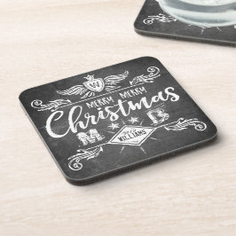 Grunge Chalkboard Merry Kerstrepografie Bier Onderzetter