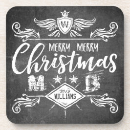 Grunge Chalkboard Merry Kerstrepografie Bier Onderzetter