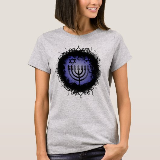 Grunge Chanukah Menorah T-Shirt (Voorkant)
