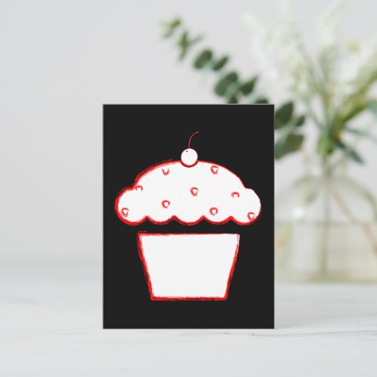 grunge cherry cupcake briefkaart (Staand voorkant)