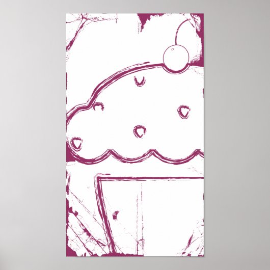 grunge cherry cupcake poster (Voorkant)