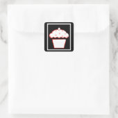 grunge cherry cupcake vierkante sticker (Tas)