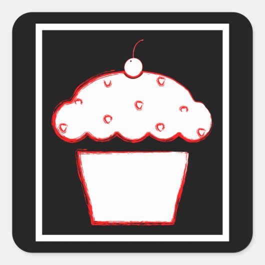 grunge cherry cupcake vierkante sticker (Voorkant)