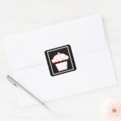 grunge cherry cupcake vierkante sticker (Envelop)