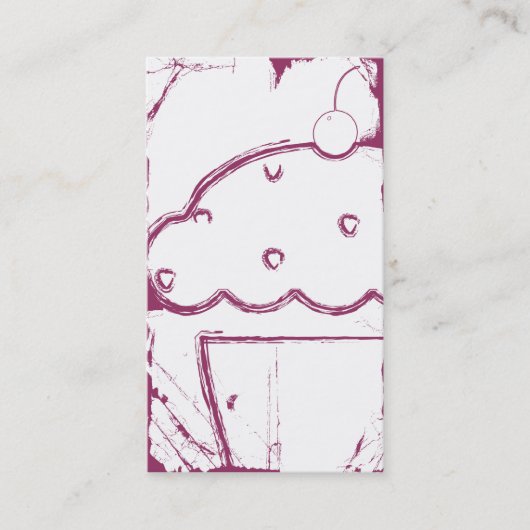 grunge cherry cupcake visitekaartje (Voorkant)