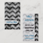 Grunge Chevron Black grijs Salon stylist Business Visitekaartje (Voorkant / Achterkant)
