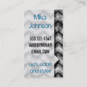 Grunge Chevron Black grijs Salon stylist Business Visitekaartje (Achterkant)