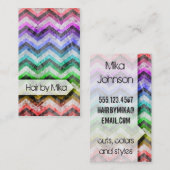 Grunge Chevron rainbow Salon stylist Business Visitekaartje (Voorkant / Achterkant)