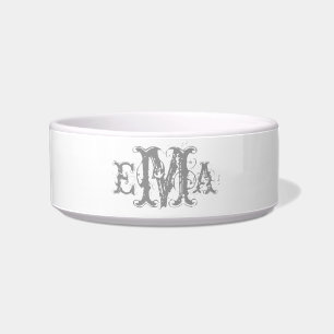Grunge Chic gepersonaliseerde Monogram Pet Bowl Voerbakje