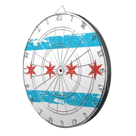 Grunge Chicago Flag Dartbord (Voorkant Rechts)
