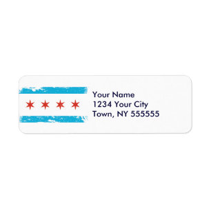 Grunge Chicago Flag Etiket