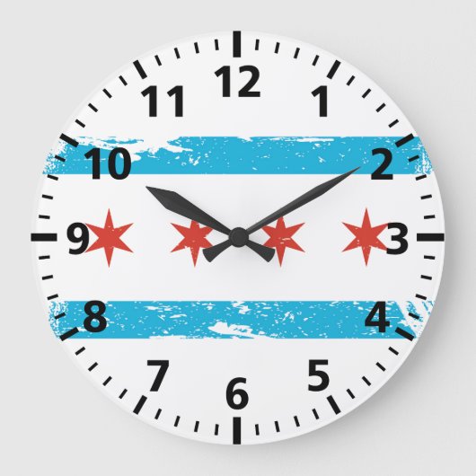 Grunge Chicago Flag Grote Klok (Voorkant)