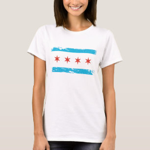 Grunge Chicago Flag T-shirt