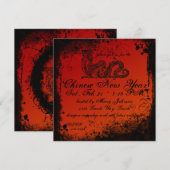 Grunge Chinese New Year Dragon Kaart (Voorkant / Achterkant)